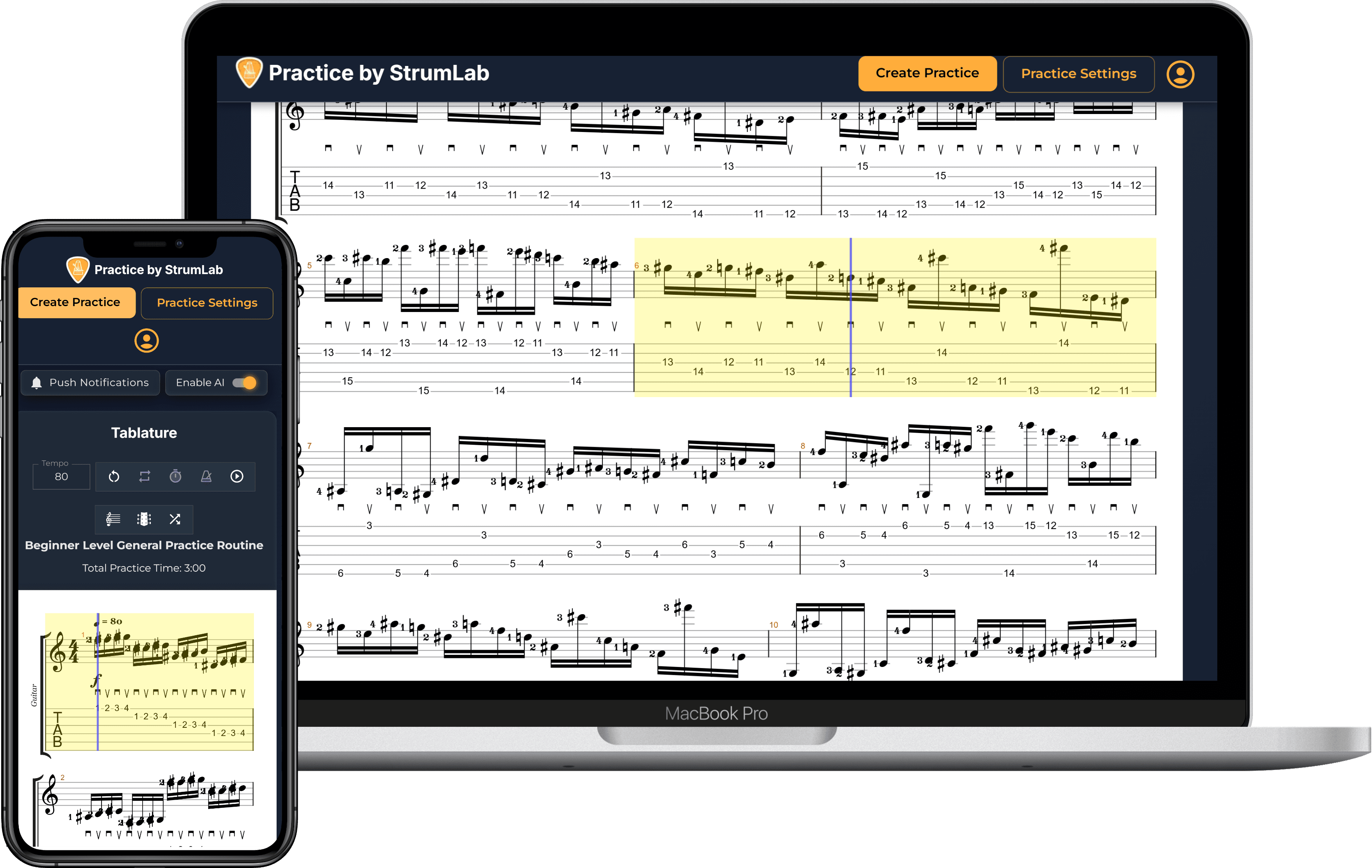 StrumLab Practice Screen Preview