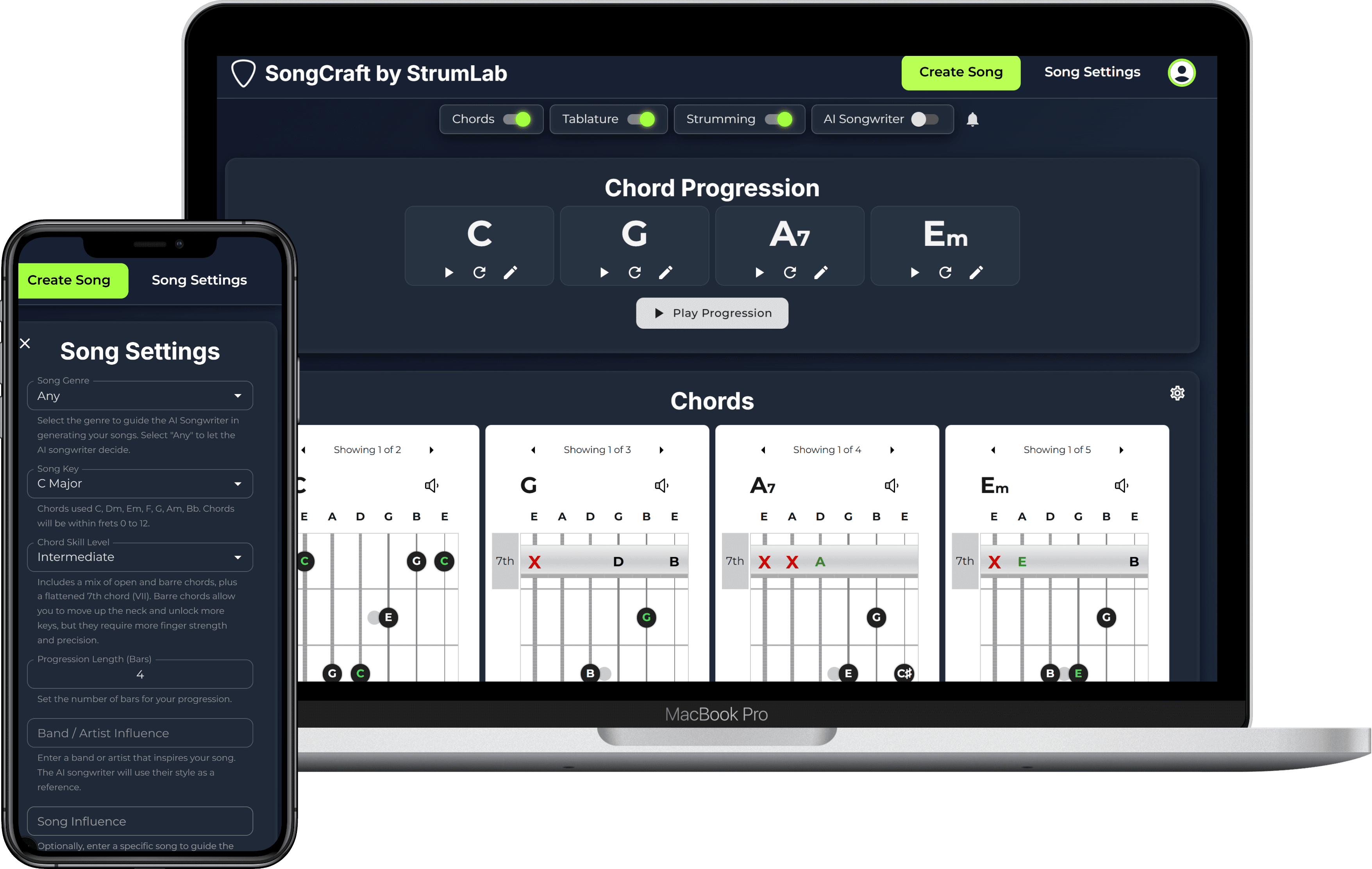 StrumLab SongCraft Screen Preview